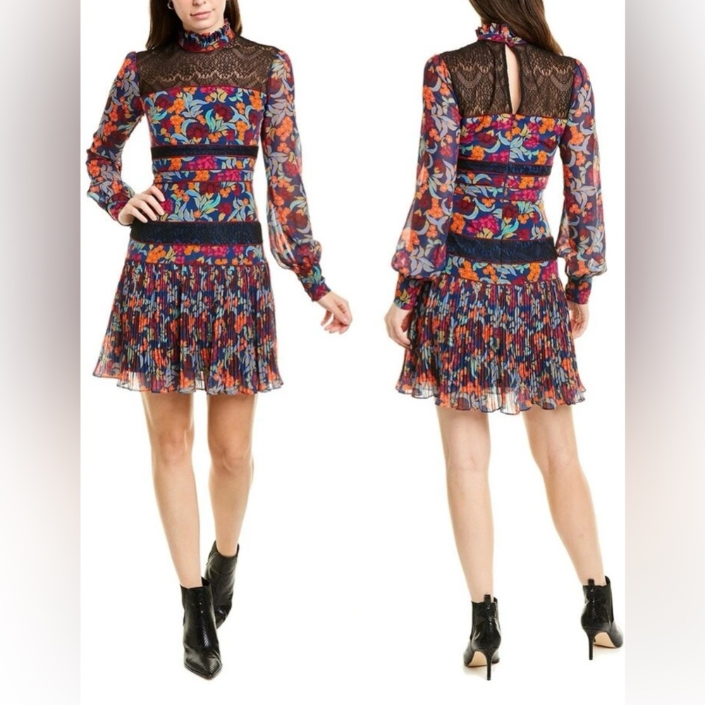 SALONI Multicolor Floral Long Sleeve Dress